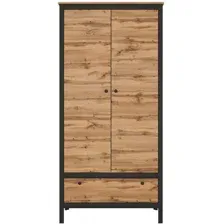 Шкаф распашной Black Red White Loft SZF2D1S (дуб вотан/черный матовый)