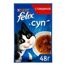 Феликс 48г Конс д/к Суп неполнорационный для взр. кошек с говядиной