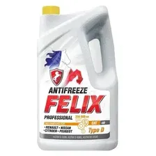 АНТИФРИЗ ЖЕЛТЫЙ 5kg 4,4л ГОТОВЫЙ FELIX TYPE D до -40С OAT ASTM D 3306 FELIX 430206333