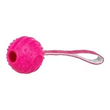 Игрушка Мяч на ремне для собак, резина, розовый, 27 см