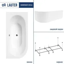 Ванна Lauter Bliss 160 P 21201062P (с каркасом и лицевым экраном белого цвета)