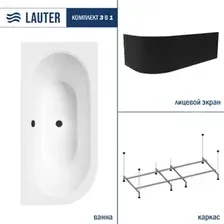 Ванна Lauter Bliss 170 P 21201072P (с каркасом и лицевым экраном черного цвета)