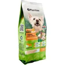 Корм для собак Manitex Sensitive, с пробиотиком, для мелких пород, индейка/шпинат, 1.5 кг