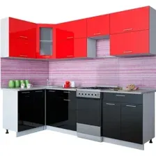 Готовая кухня Интерлиния Мила Gloss 50-12x26 (красный/черный глянец)