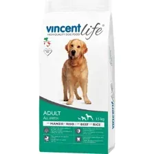 Корм для собак Vincent Life Adult, Beef&Rice, 15 кг