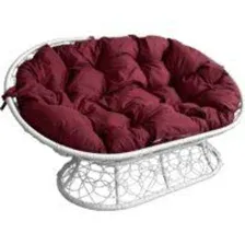 Садовый диван M-Group Мамасан 12110102 (белый ротанг/бордовая подушка)