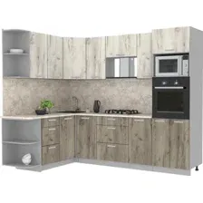 Готовая кухня Интерлиния Мила Лайт 1.68x2.6 левая (дуб белый/дуб серый/малага)