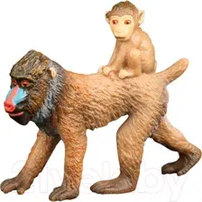 Фигурка коллекционная Masai Mara Мир диких животных Обезьяна Мандрил с детенышем / MM211-162