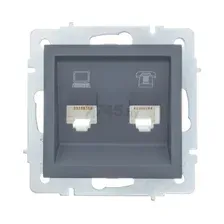 Розетка компьютер+телефон графит Lezard VESNA 742-3488-143