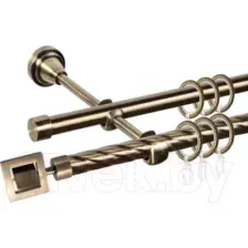 Карниз для штор АС ФОРОС Grace D16K/16Г + наконечники Венето (2м, антик)