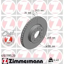 Тормозной диск ZIMMERMANN 610.1195.20 вентилируемый , передняя ось
