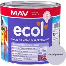 Эмаль ECOL по металлу и древесине (ПФ-115) серебристая глянцевая 2,4л (1,9 кг)