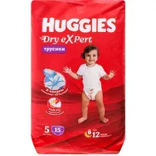 Подгузники-трусики детские Huggies Dry Expert, 12-17 кг, р. 5, 15 шт
