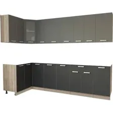 Готовая кухня Интерлиния Мила 12x28 без столешницы (серебристый/антрацит)