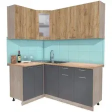 Готовая кухня Интерлиния Мила 12x18 (дуб золотой-антрацит-дуб бунратти)