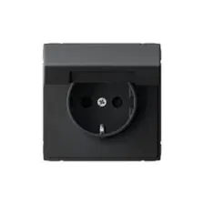 Розетка скрытая с заземлением со шторками и крышкой SYSTEME ELECTRIC ArtGallery карбон GAL001046