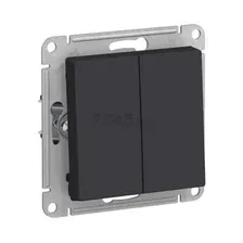 Выключатель двухклавишный с самовозвратом скрытый SYSTEME (SCHNEIDER) ELECTRIC AtlasDesign карбон (ATN001017)