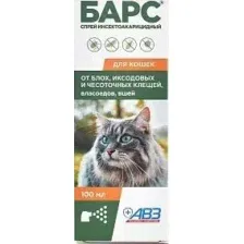Спрей от блох и клещей Агроветзащита Барс инсектоакарицидный для кошек (100 мл)