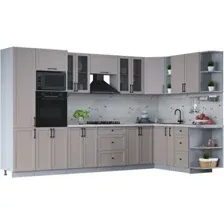 Готовая кухня Интерлиния Тренд 1.88x3.4 ВТ правая (луна/луна/бискайская сосна)