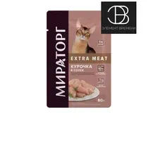 Мираторг extra meat консервированный корм с курицей в соусе для взрослых кошек, 80 г
