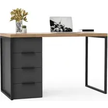 Стол Crafto Кихот Лофт 02 120x60x75 (графит/золотистый дуб)