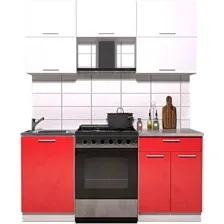 Готовая кухня Интерлиния Мила Gloss 60-17 (белый/красный глянец)