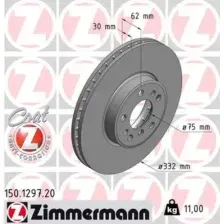 Тормозной диск ZIMMERMANN 150.1297.20 вентилируемый , передняя ось