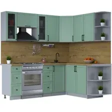 Готовая кухня Интерлиния Тренд 1.7x2.2 правая (мята/мята/дуб бунратти)