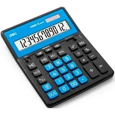Калькулятор Deli EM888A (черный/синий)