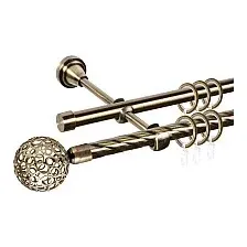 Карниз для штор АС ФОРОС Grace D16K/16Г + наконечники Метеор (2м, антик)