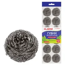 Мочалки металлические LAIMA спиральные 15 г 12 штук (606658)