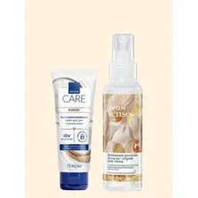 AVON набор "Истинная роскошь": освежающий лосьон спрей для тела с ароматом белого персика и ванильной орхидеи 100 мл, крем для рук с маслом кокоса восстанавливающий 75 мл