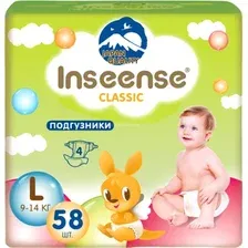 Подгузники Inseense Classic Plus L 9-14 кг InsCL58Lime (58 шт)