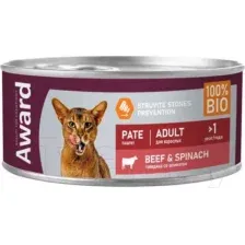 Влажный корм для кошек Award Паштет из говядины со шпинатом / 2540478 (100г)