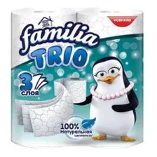 Бумага туалетная  FAMILIA  TRIO белая (3 слоя) 4рул.