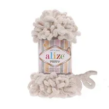 Пряжа для вязания Alize Puffy 100 % микрополиэстер 599 / 7189176 (9м, слоновая кость)