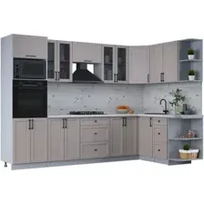 Готовая кухня Интерлиния Тренд 1.68x3.0 ВТ правая (луна/луна/бискайская сосна)