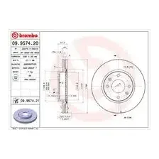 Тормозной диск BREMBO 09.9574.20 вентилируемый , передняя ось