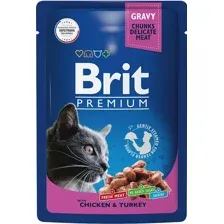 Пресервы Brit Premium цыпленок и индейка в соусе 85 г