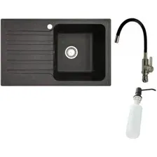 Кухонная мойка БелЭворс Styl R  смеситель W74004-2  дозатор L405F (черный)