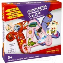 Развивающая игра Bondibon Логопазлы. Парные согласные Г-К, Д-Т ВВ5120
