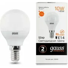 Лампа Gauss Elementary Шар E14 10W 3000К / 53110