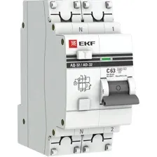 Дифференциальный автомат EKF PROxima АД-32 1P+N 63А30мА DA32-63-30-pro