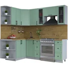 Готовая кухня Интерлиния Тренд 1.5x2.2 левая (мята/мята/дуб бунратти)