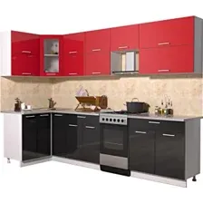Готовая кухня Интерлиния Мила Gloss 50-12x29 (красный/черный глянец)