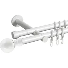 Карниз для штор настенный двухрядный АС ФОРОС Dance Шар большой D19Г/19Г 3,0 м белый