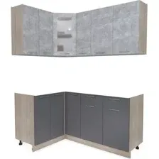 Готовая кухня Интерлиния Мила 12x17 без столешницы (бетон/антрацит)