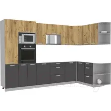 Готовая кухня Интерлиния Мила Лайт 1.68x3.2 правая без столешницы (дуб золотой/антрацит)
