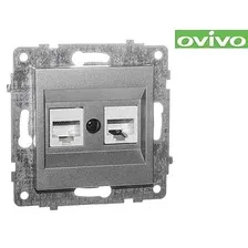 Розетка Ovivo компьютерная 2-я,серебро,механизм арт.600-000310-230