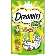 Лакомство Dreamies для взрослых кошек с курице и кош. мятой 60 гр